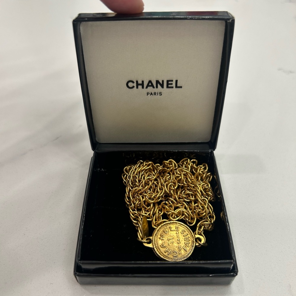 CHANEL Gold Medallion Chain Necklace- Vintage